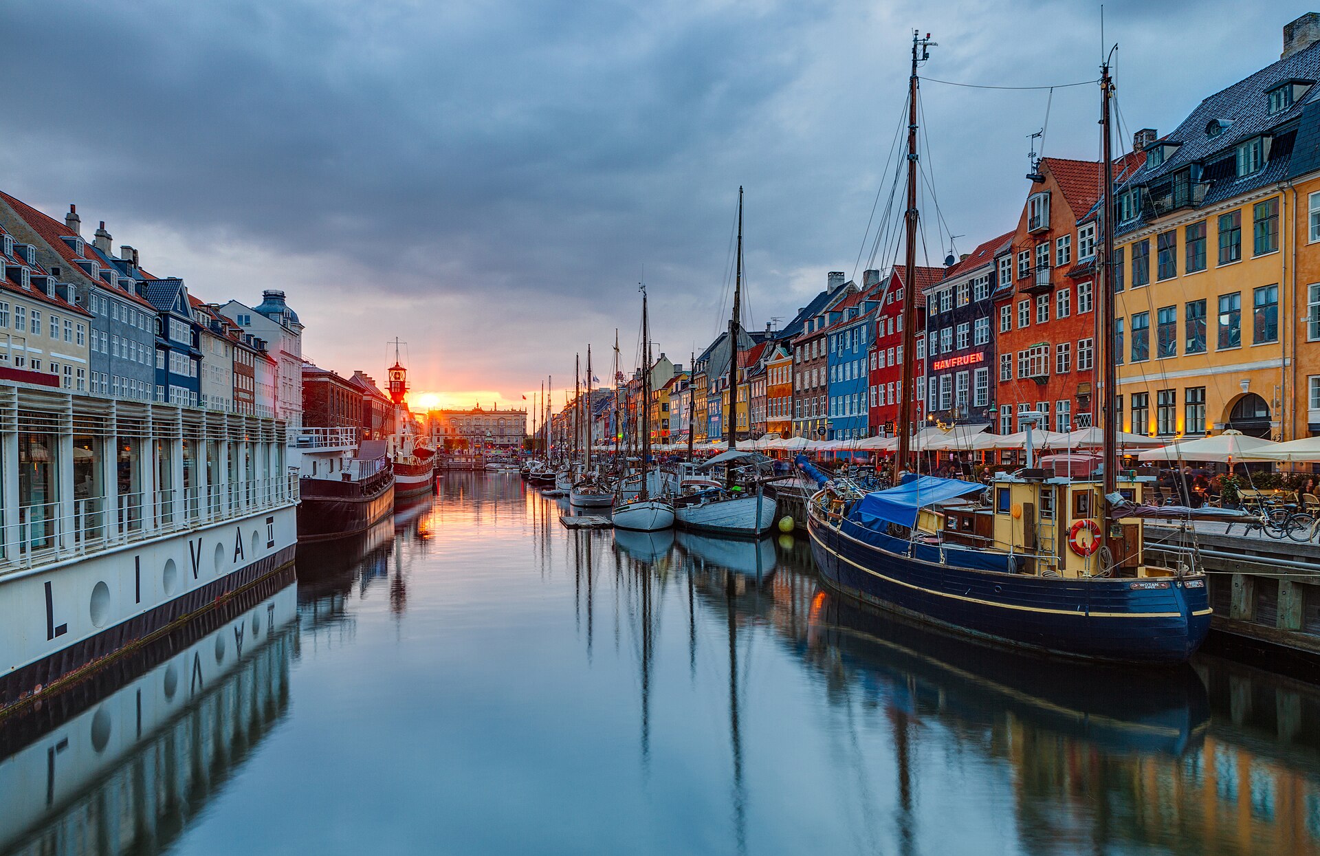 Kopenhag Nyhavn gün batımı